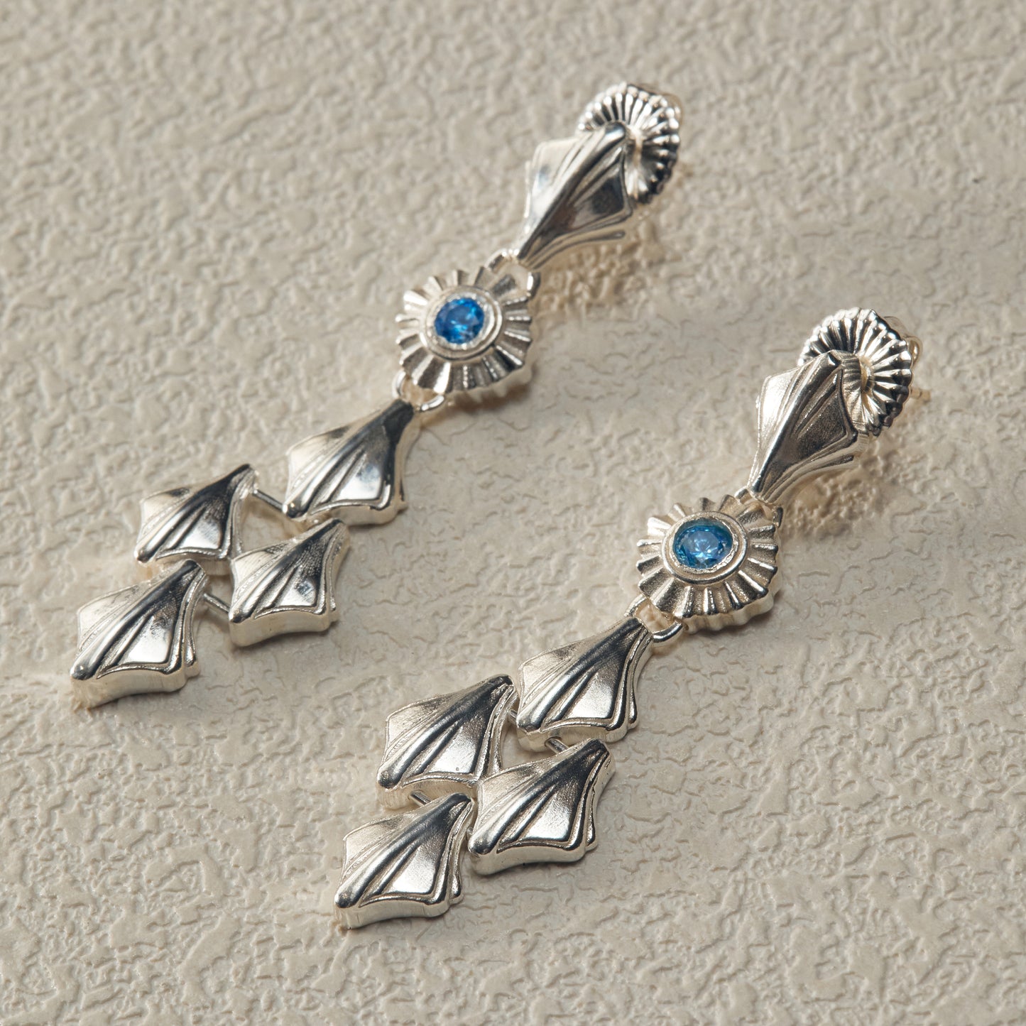 Zircon Inlay Earrings - Silver