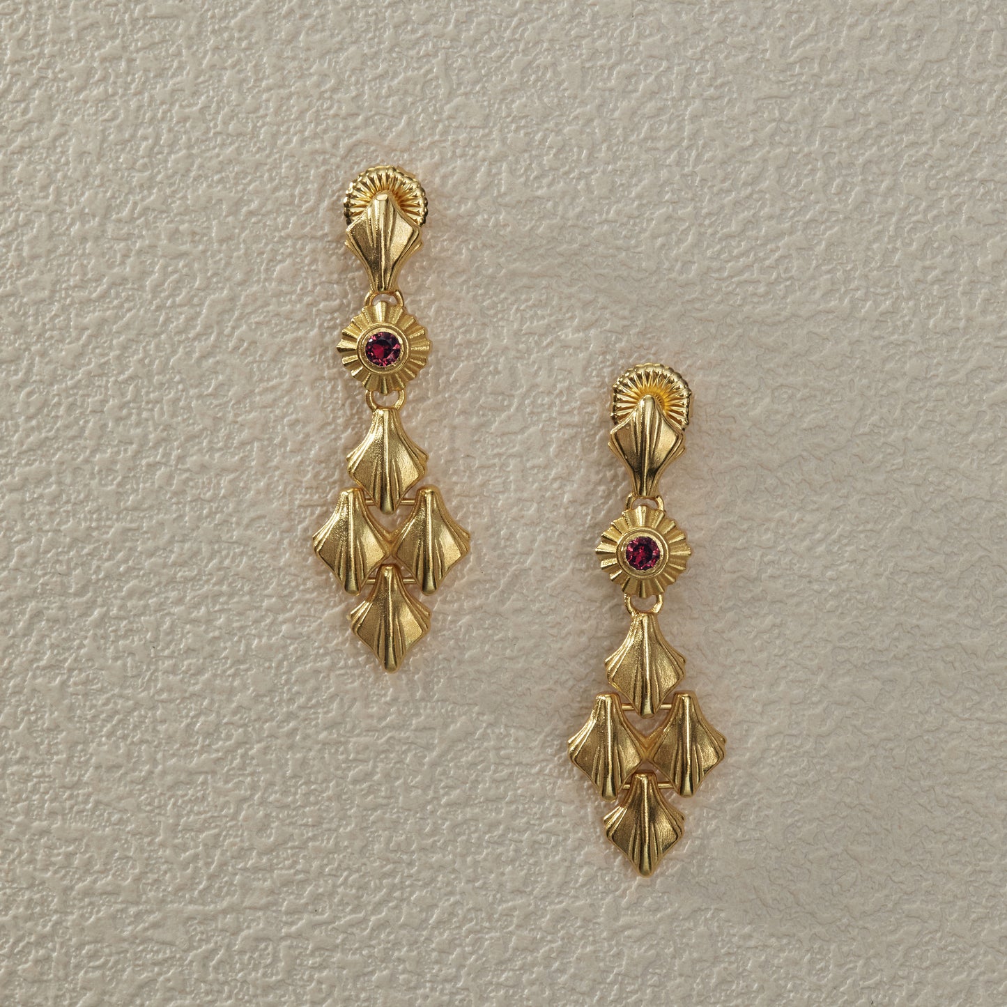 Zircon Inlay Earrings - Gold Plated Brass