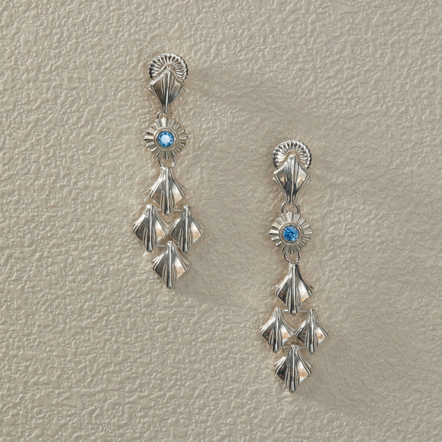Zircon Inlay Earrings - Silver
