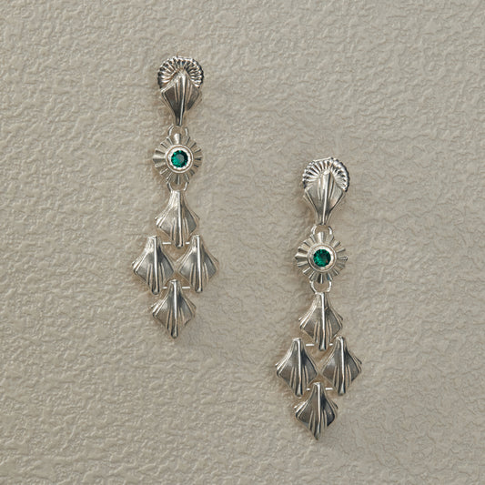 Zircon Inlay Earrings - Silver