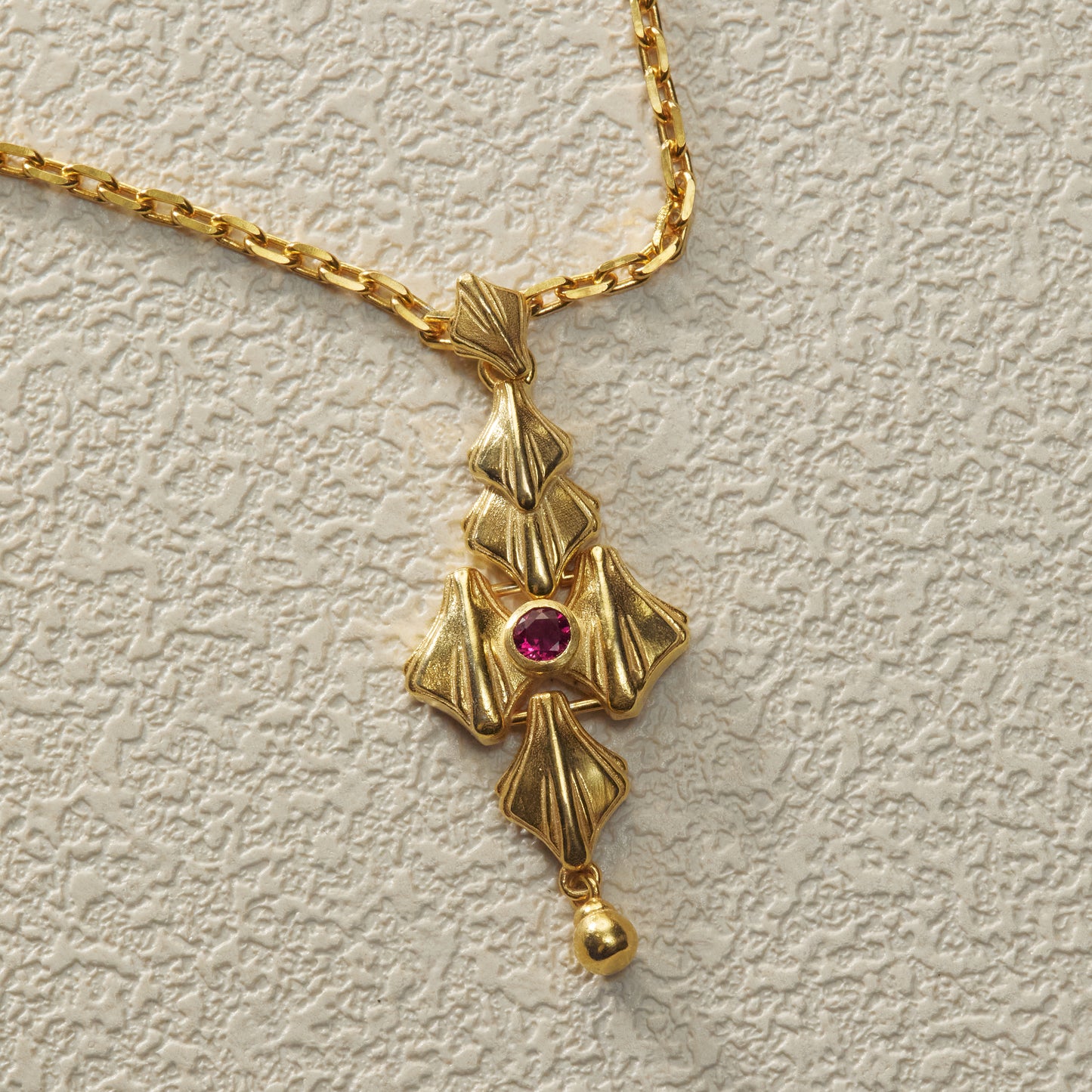 Large Pendant Necklace - Gold Plated Brass