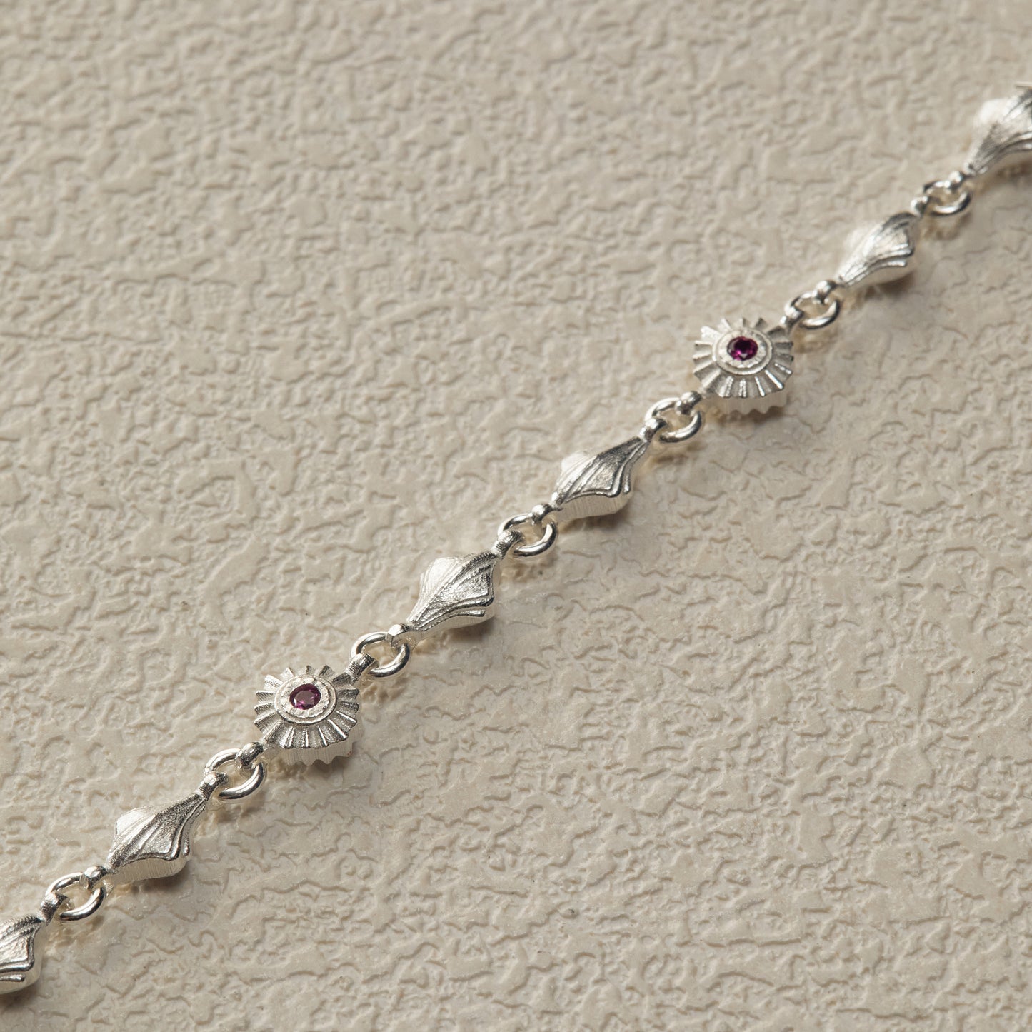 Shell Flower Stone Inlay Bracelet - Silver